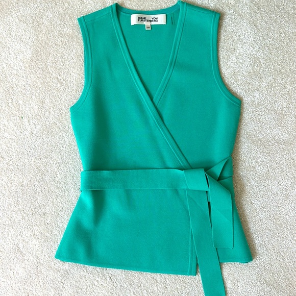 Diane von Furstenberg turquoise blue wrap top - Picture 1 of 3